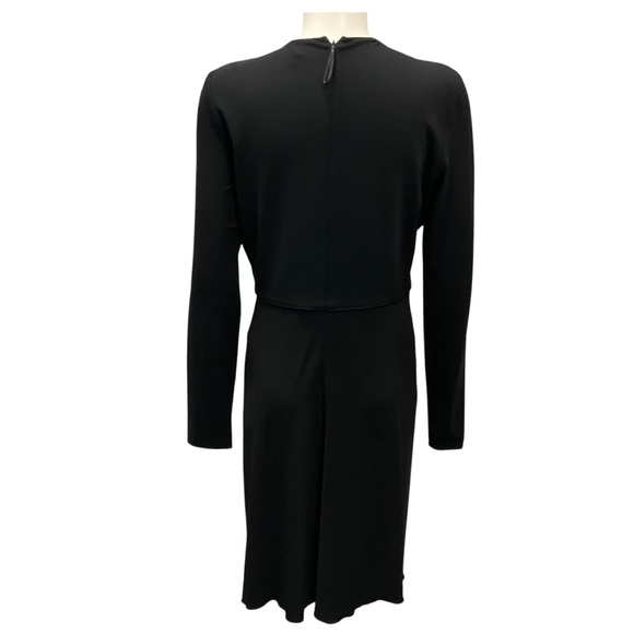 GIORGIO ARMANI BLACK DRAPED LONG SLEEVED JERSEY MIDI DRESS - Picture 3 of 5
